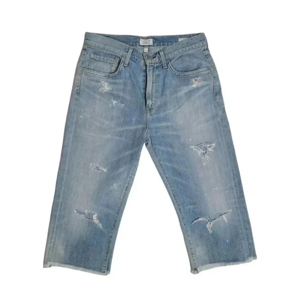 Agolde Dakota Relaxed Skater Short Jeans Denim Distressed Size 28 - Picture 2 of 9